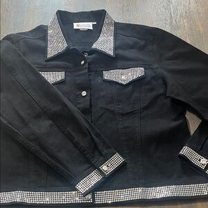 Christine Alexander Black Jacket with Rhinestone Embellishments XL NEW